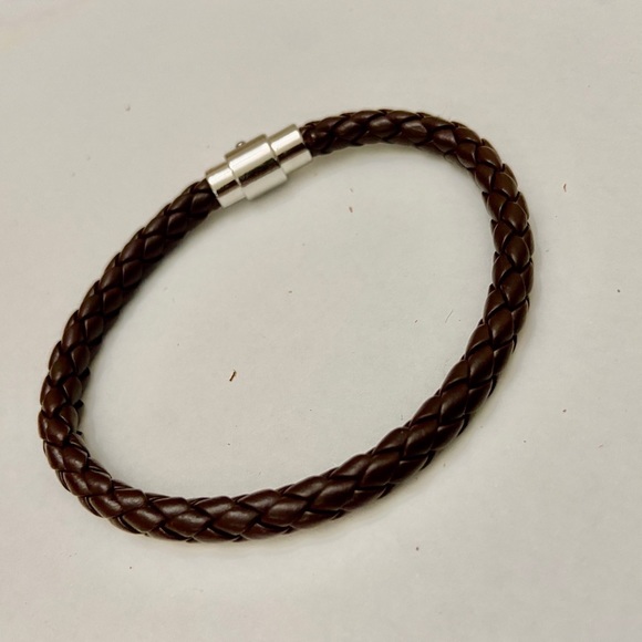 Brown Braided Leather Bracelet with Padlock Charm - Picture 6 of 12